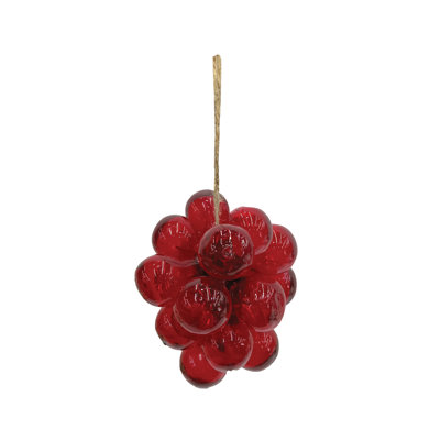 Ornement boule de verre rouge avec accents de fer