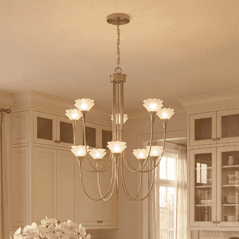 Florena 10-Light Chandelier in Noble Brass by Breegan Jane