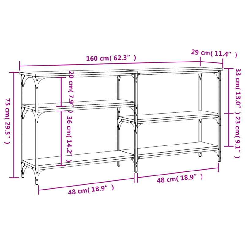 Console Table, Grey Sonoma, 75cm H x 160cm W x 29cm D