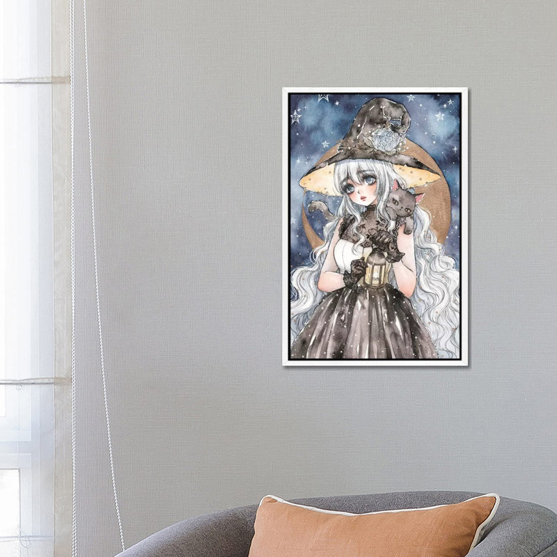 Starry Witch by Cherriuki - Print on Canvas, 66.04 cm H x 45.72 cm W, White Framed