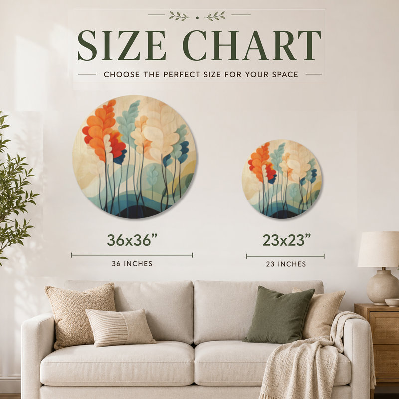 Viona I - Décoration murale ronde en bois orange bohémien, Rond 23 po, Rond