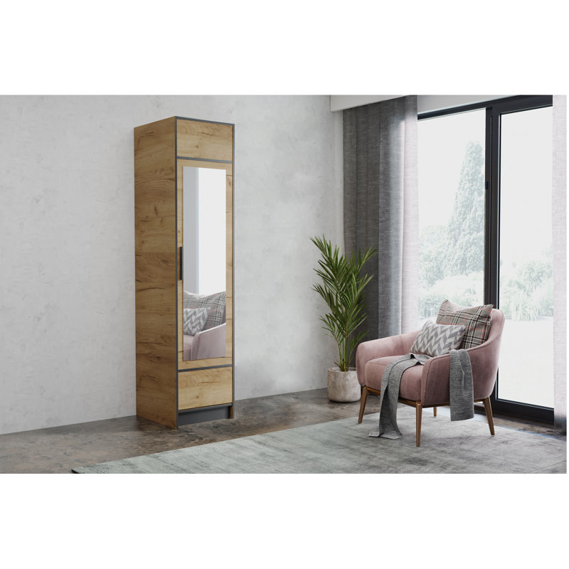 Madianna 1 Door Wardrobe, Natural/Black