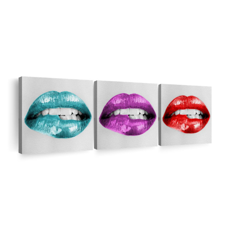 «Lip Pop Trio», reproduction sur toile, H 30 po x l 92 po x P 1,25 po