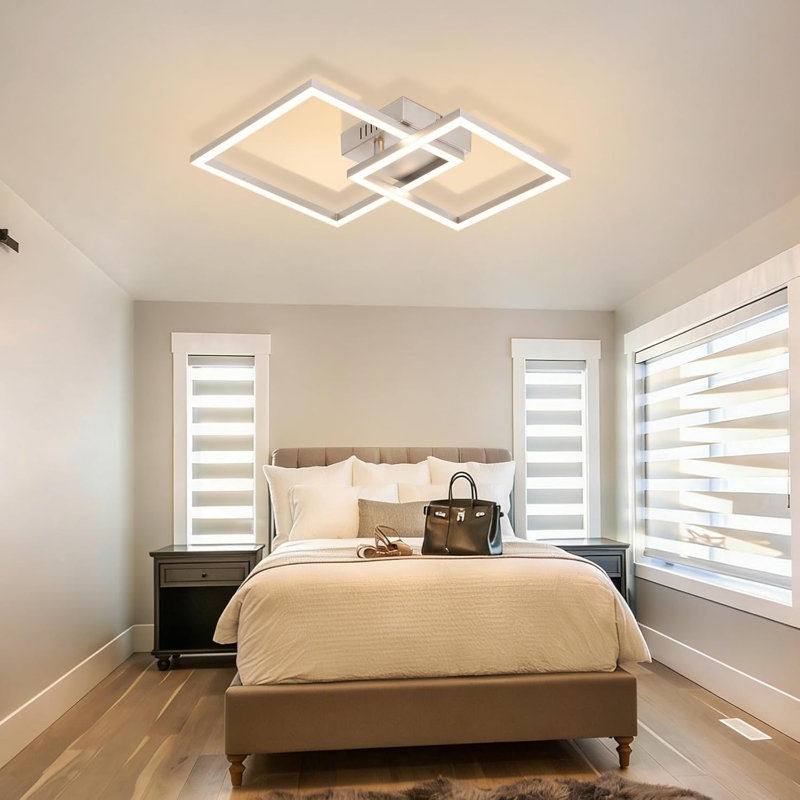 LED Semi Flush Mount, Silver, 3000 Kelvins, 6.7cm H x 34.5cm W x 34.5cm D
