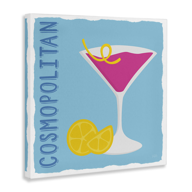 "Cosmopolitan Cocktail Drink", art mural par Natalie Carpentieri, H 17 po x l 17 po
