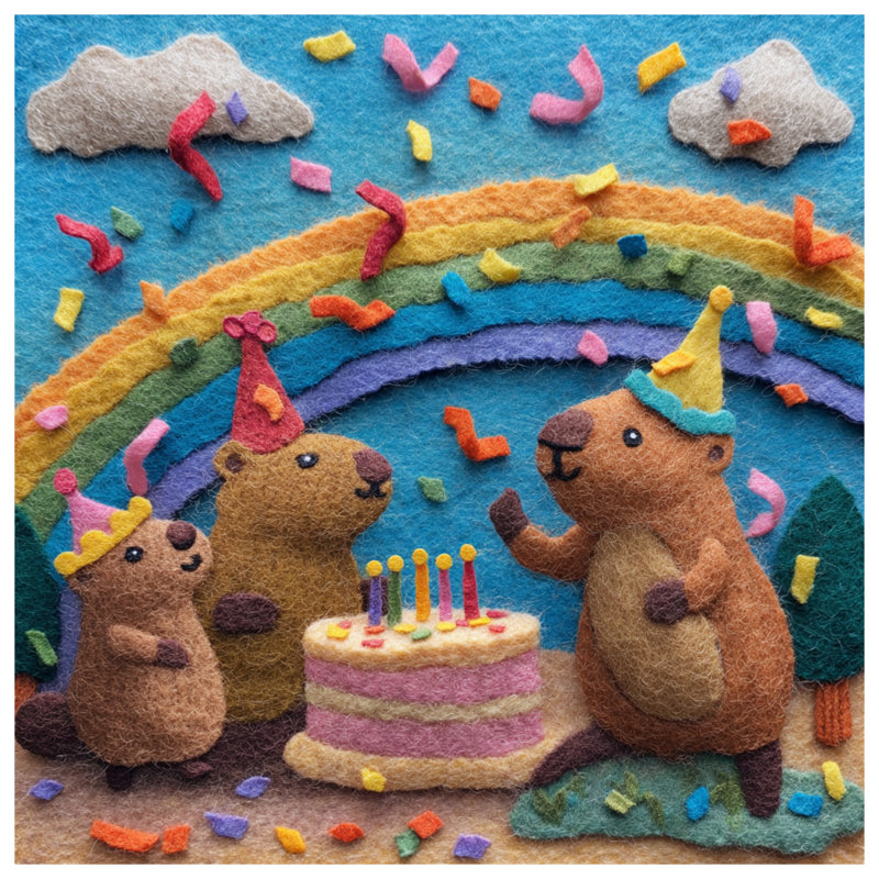 Rideaux de fenêtre Felt Groundhog Birthday Scene, 50 po x 80 po - 1 panneau, Blocage