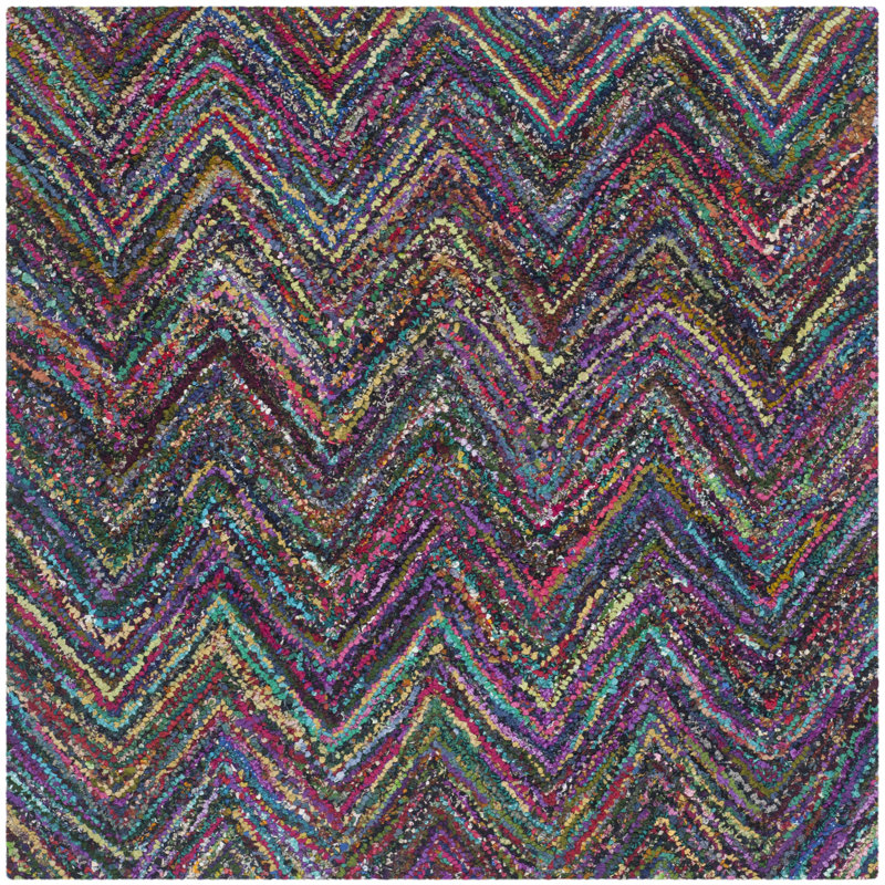 Anaheim Hand Tufted Cotton Chevron Rug, Square 8'