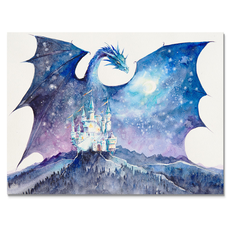 Dragon Castle Guard Castle - reproduction d'art sur toile, H 30 po x l 40 po x P 1,5 po, Toile tendue