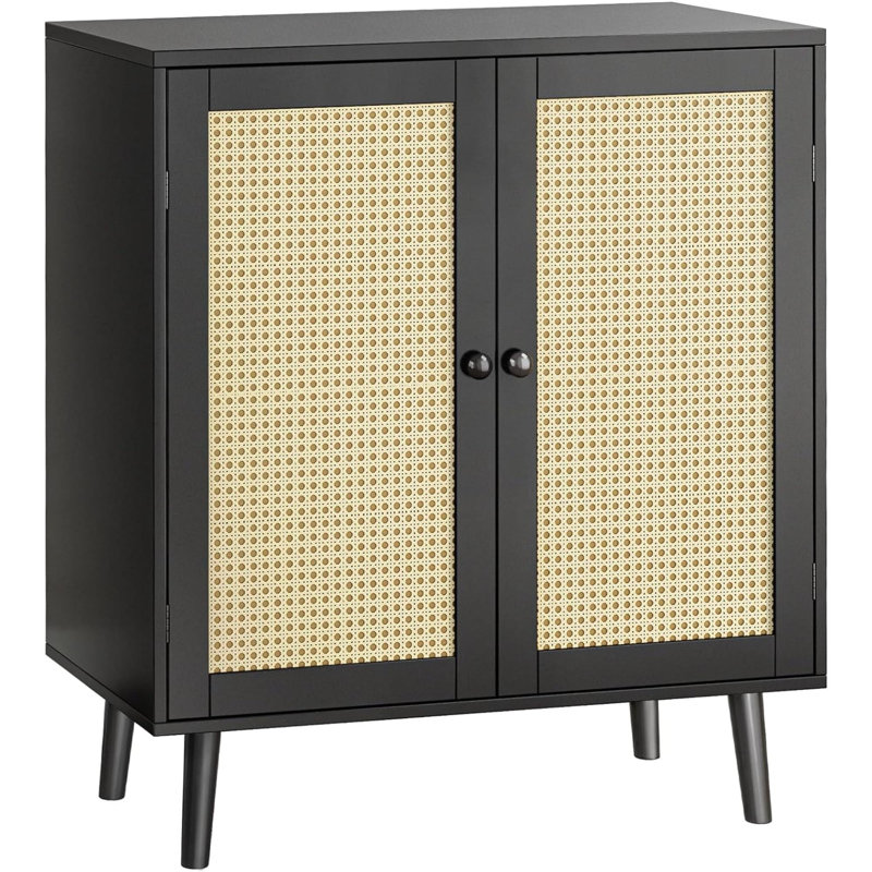 Armoire d'appoint en bois massif Cuadra, Noir