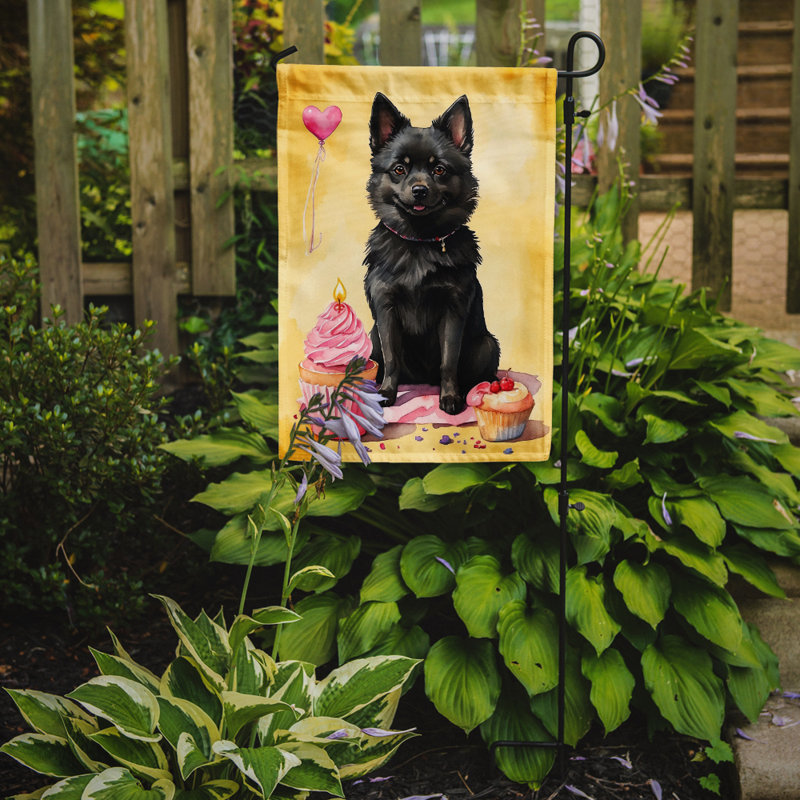 Drapeau de jardin «Happy Birthday», Schipperke