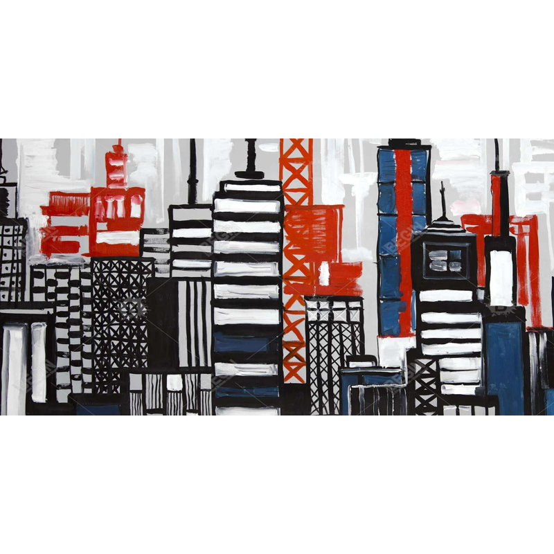 Geometric Towers and Buildings Canvas | Livingroom Shapes Decor