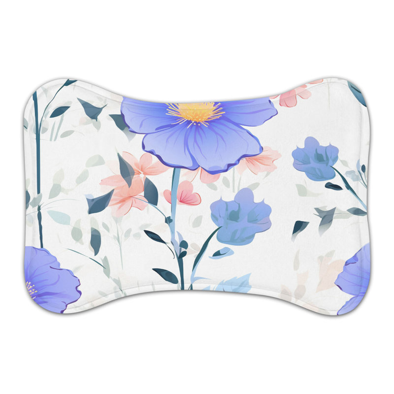 Tapis floral bleu - 1 pièce, Moyen (18 po)