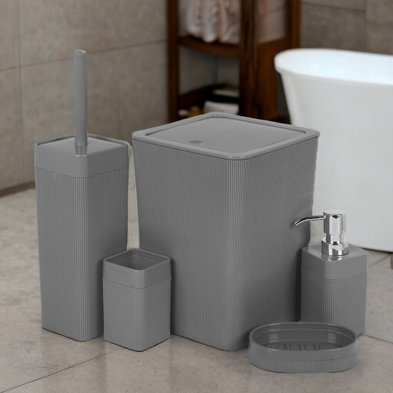 5 Piece Nuro Bathroom Accessory Set, Grey
