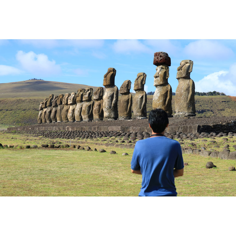 Moai Statues Of Ahu Tongariki by Lovelypeace - Wrapped Canvas Print, 30cm H x 46cm W