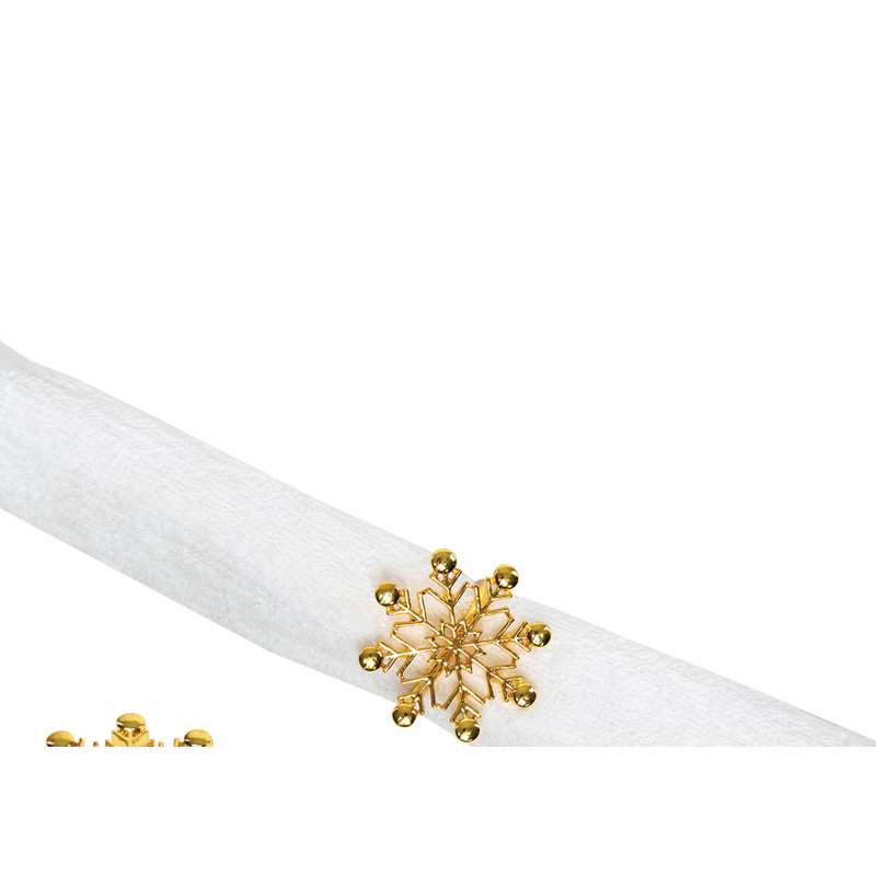 Gold Winter Snowflake Decorative Napkin Ring Set of 4, Gold