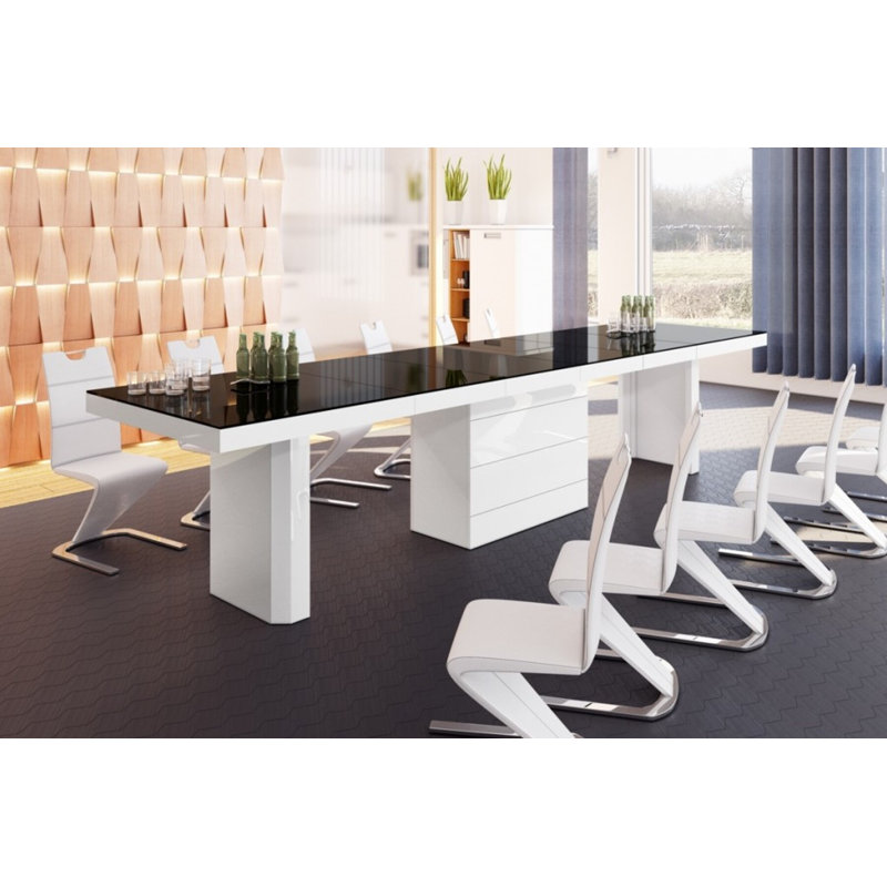 Chonna Extendable Dining Table, Black/White