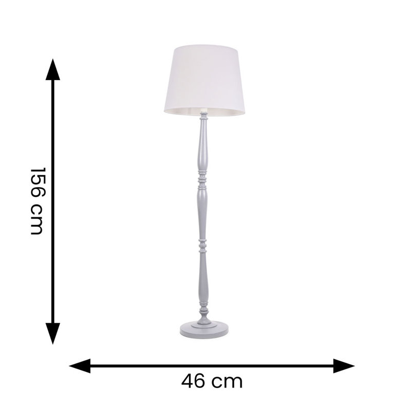 Arialdo 156 H cm Traditional Floor Lamp, White, Matte Grey