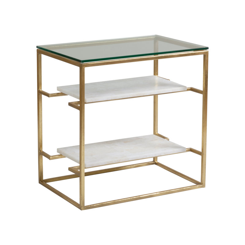 Signature Designs Cumulus Tier Table, Gold Foil/White