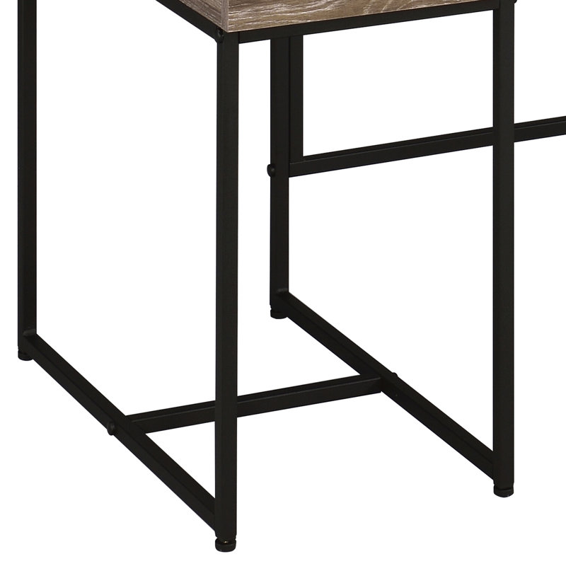 Modern Rustic Office Desk With 4 Storage - Oak And Black Port Charging Metal Sled Base For Stability