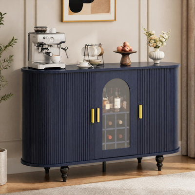 Meuble-bar moderne du milieu du siècle, meuble à liqueurs avec porte coulissante, casier à vin amovible et porte-verres pour salon, cuisine, entrée
