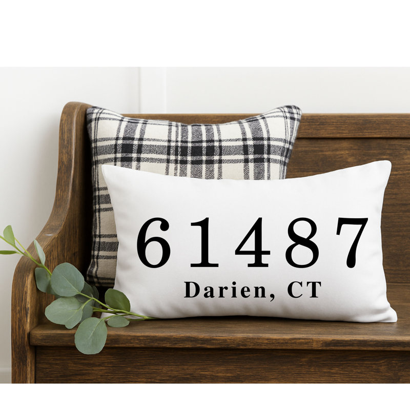 Personalized Zip Code Throw Pillow Custom Decorative Lumbar Pillow, Black, Pillow Cover Only - No Insert, Yes