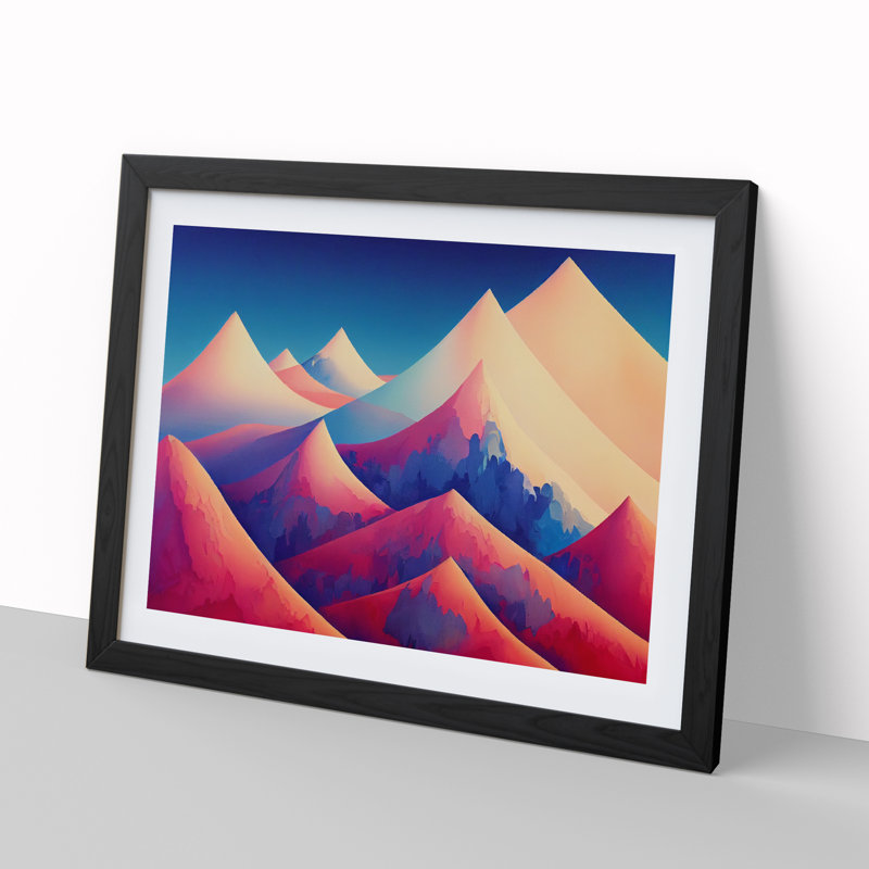 Dreamlike Abstract Mountains - Single Picture Frame Print, Black Framed, 46cm H x 64cm W x 2cm D