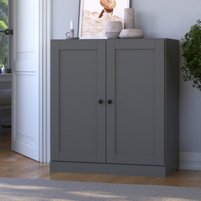 100% Solid Wood 3-Shelf Bookcase Cabinet With Doors, Storage Bookshelf With Adjustable Shelves, 35.75" W X 32" H