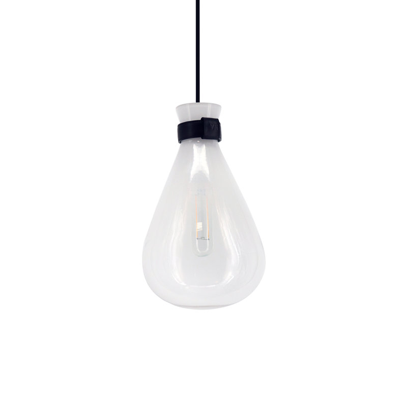 1 - Light Pendant, White/Clear, 11.5" H x 6" W x 1" D