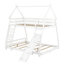 Twin Over Queen House Bunk Bed With Climbing Nets And Climbing Ramp, White