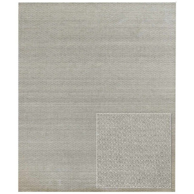 Tapis gris rectangulaire en laine fait à la main Argyle 5 pi x 7 pi