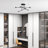 6 Light Black Extra Large Semi-Flush With Brushed Nickel Accents