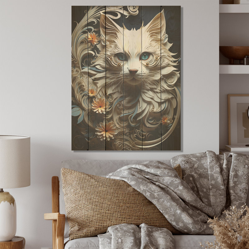 Balinais beauté, chat, art mural en bois sur bois de pin naturel, H 20 po x l 10 po