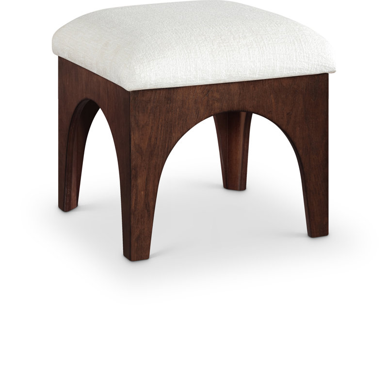Lawson Chenille Fabric Ottoman, Brown Walnut, Cream Chenille Fabric
