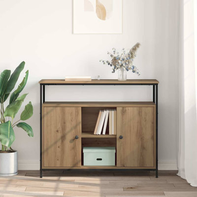  Sideboard Black Oak 100 X 35 X 80 Cm Engineered Wood