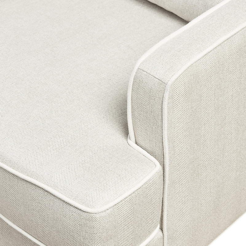 Fauteuil rembourré, capacité de poids de 300 lb, structure de bois massif, épaisseur de coussin de siège de 5,75 po crème