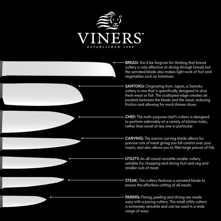 Viners Horizon 6-Piece Knife Block Set |Grey
