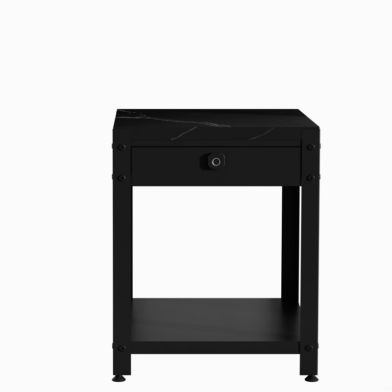 Square Double-Layer Coffee Table With Hidden Compartment And Fingerprint Lock
