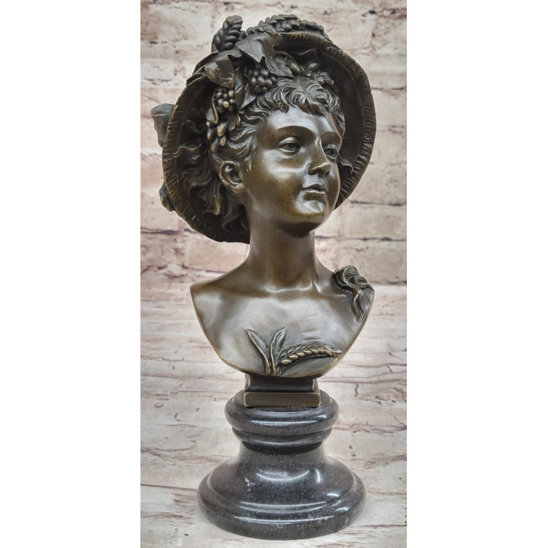 Signature signée transporteuse élégante fille nue, sculpture en bronze, buste, décor Art nouveau