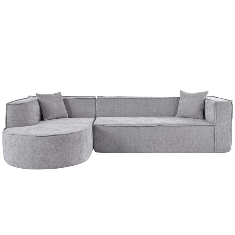 U_Style Modern Style Sectional Sofa, Gray Polyester