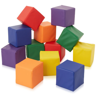 12pcs Toddler Foam Building Blocks, 5.5"x5.5" Soft Play Kids Stacking Cubes