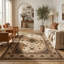Tapis intérieur / extérieur à médaillon persan beige / noir 8 pi x 11 pi (7 pi 9 po x 10 pi 8 po) Anbar-30842417