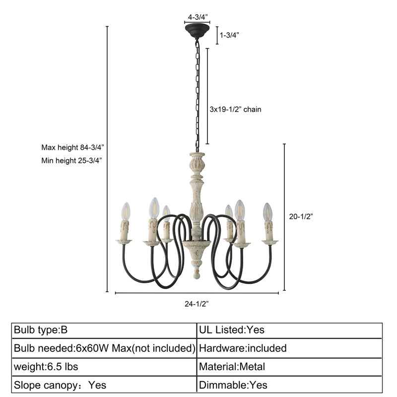 Leena 6 - Light Dimmable Chandelier
