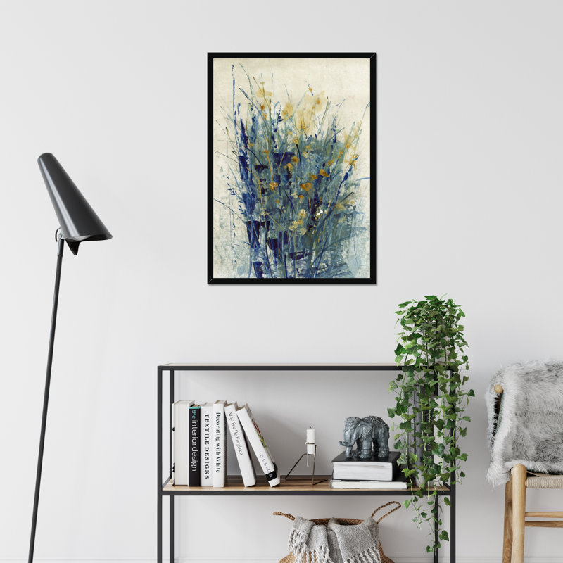 Indigo Floral II by Timothy O' Toole - Painting, Black Framed Paper Print, 80cm H x 55cm W