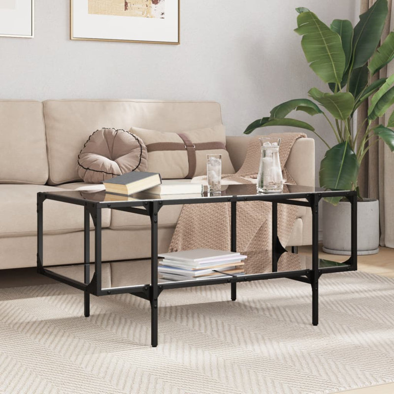 Crytal Coffee Table with Storage, Black