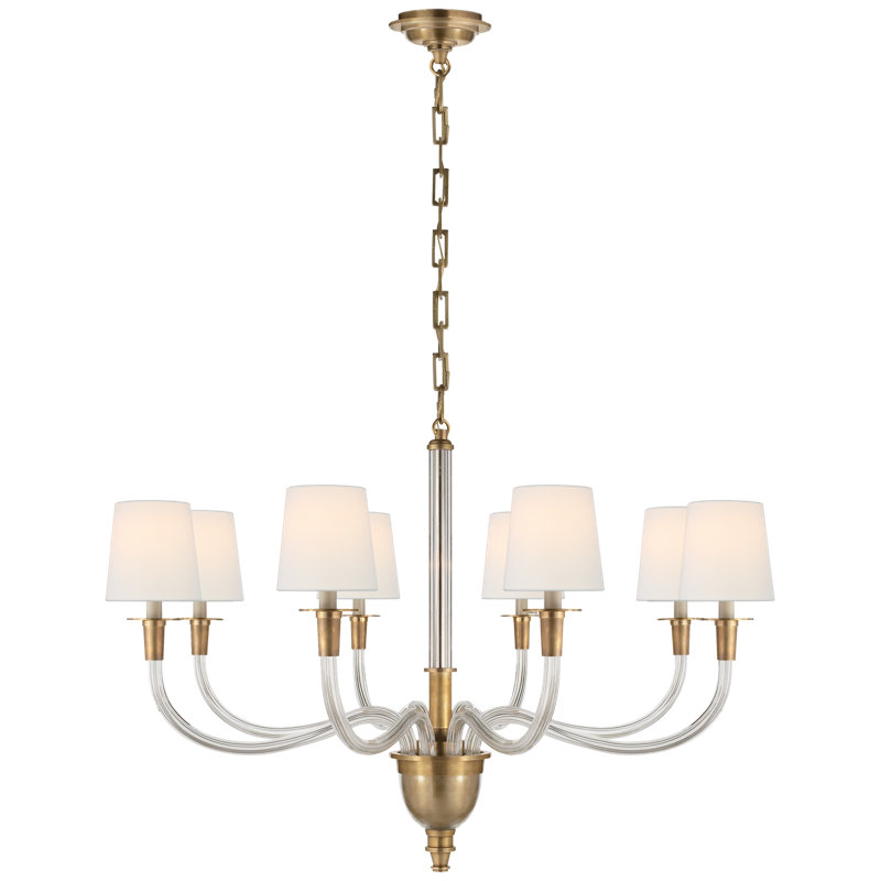 Thomas O'Brien Vivian Large One-Tier Chandelier, Hand-Rubbed Antique Brass, Fabric