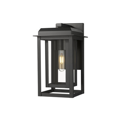 Applique murale d'extérieur 1 lumière noire matte 13 po avec verre transparent Mansfield