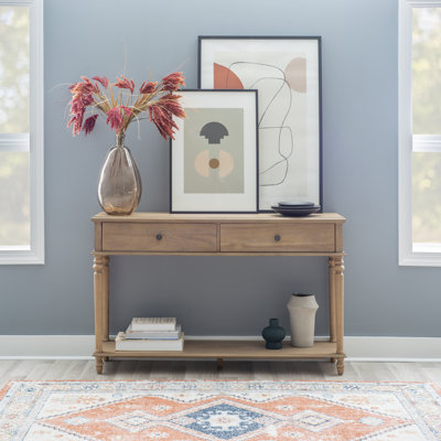 Birkley 48” 2-Drawer Console Table With Display Shelf