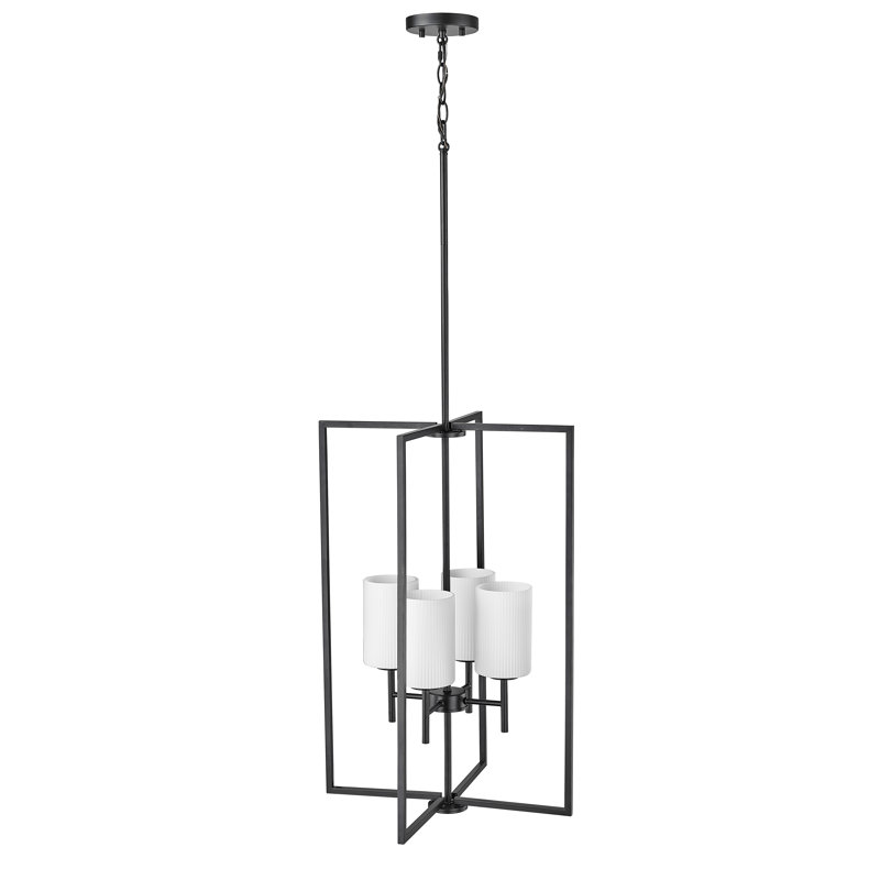 Luminaire suspendu rectangulaire à 4 lumières Sumika, Noir mat