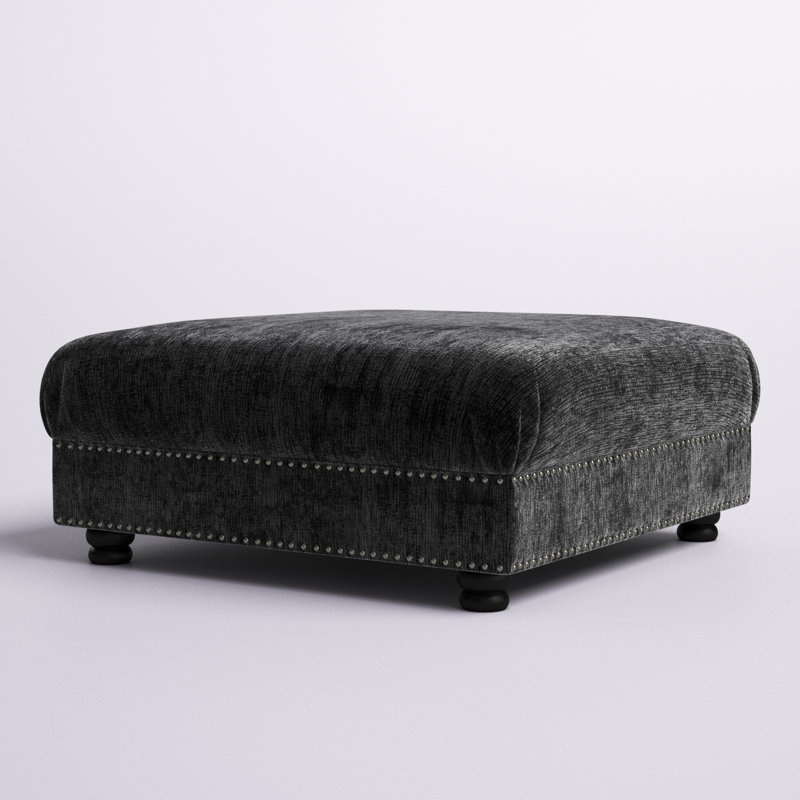 Davion Upholstered Ottoman, Bliss Charcoal Polyester