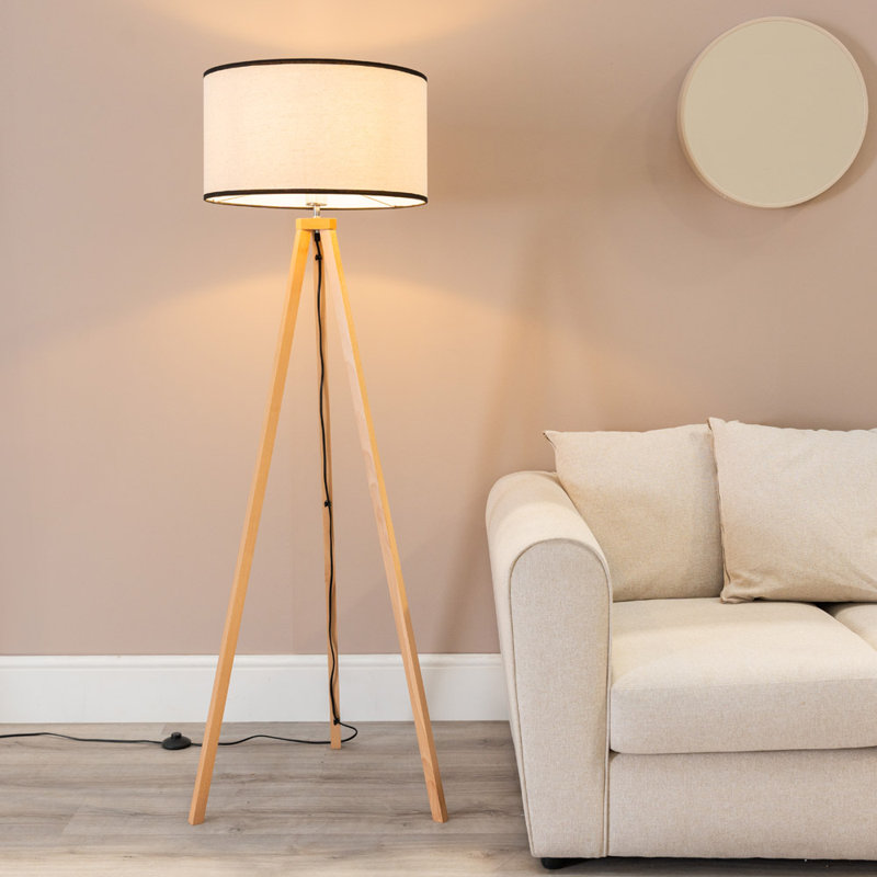 Hannibal 151cm Tripod Floor Lamp, Natural, No, Natural/Black